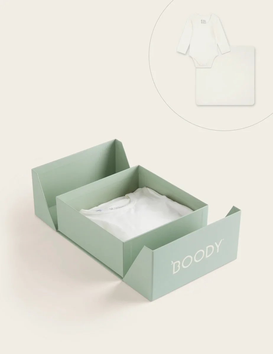 Set Giftbox – Baby Long Sleeve Bodysuit & Jersey Wrap – Natural White
